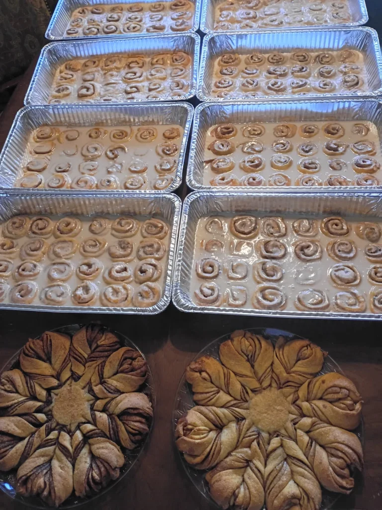 catering cinnamon rolls and star bread