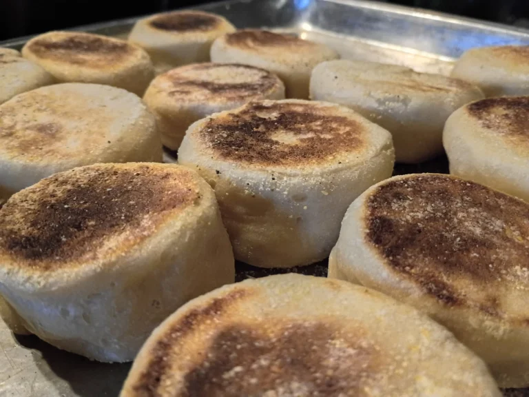 sourdough english muffins tray